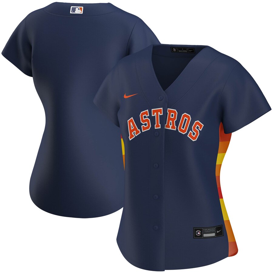 Custom Houston Astros Nike Women Alternate 2020 MLB Team Jersey Navy->women mlb jersey->Women Jersey